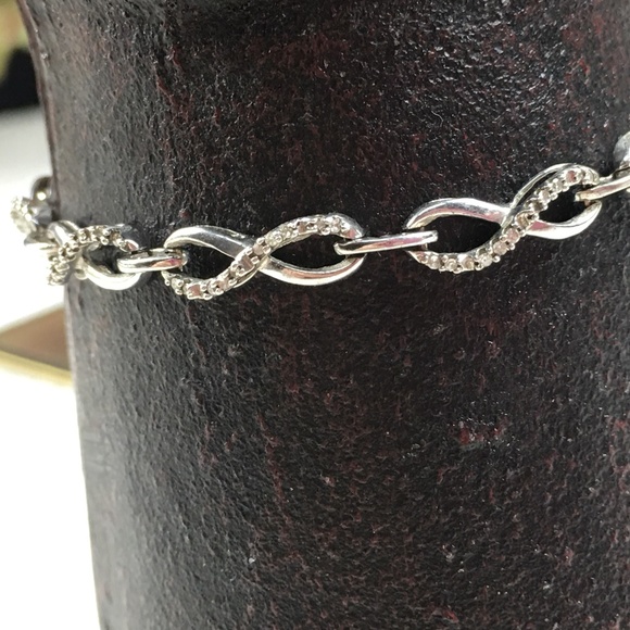 Sterling Silver Infinity Diamond Bracelet - Picture 2 of 8
